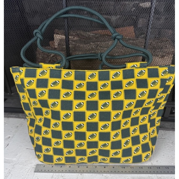 Farmhouse Is My Style Home Sweet Farm Green And Yellow Football 🏈 Pattern Bag - Picture 6 of 12